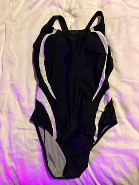 Speedo Black and White Girls' One-Piece Swimsuit